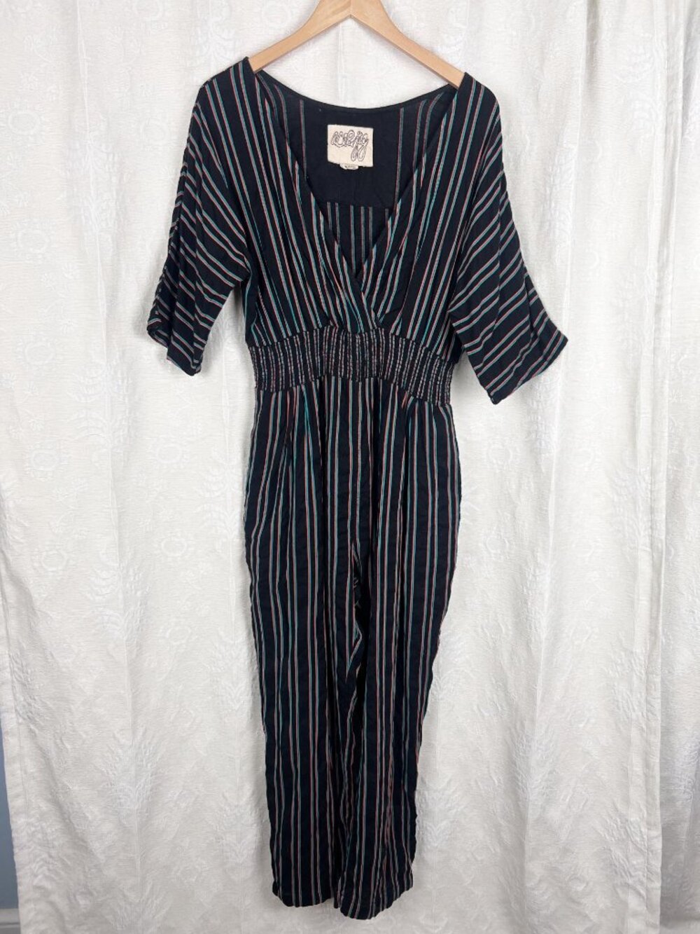 Ace & Jig Bianca jumpsuit in Spellbound cloth black and multi stripe cotton M - Picture 2 of 8
